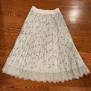 Girls SHEIN Pleated Lace Trim Skirt